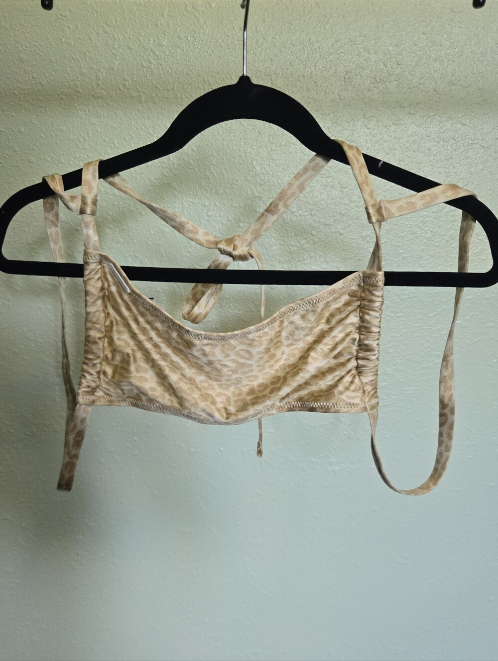 Kendall & Kylie Beige Leopard-Print Bikini Top